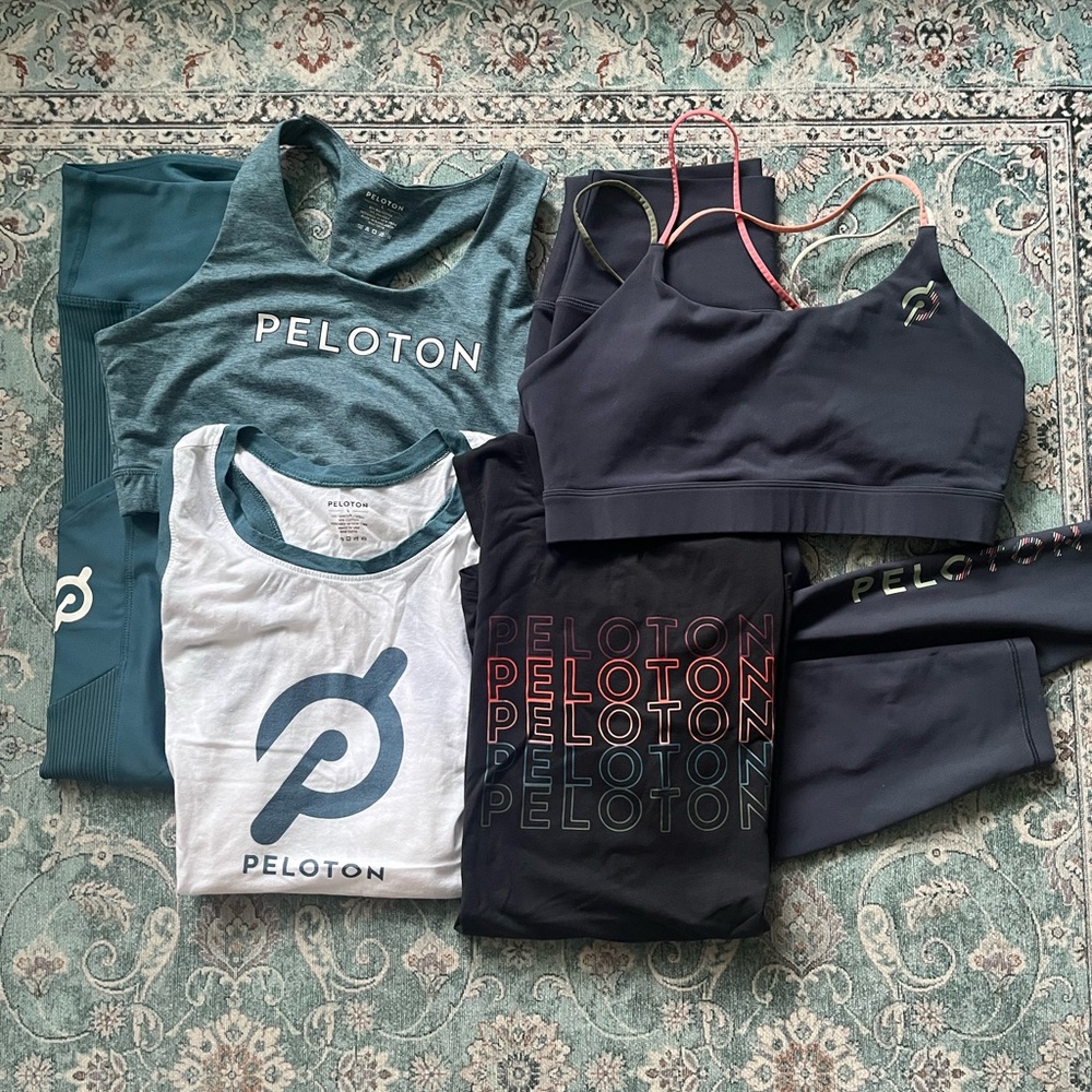 Size Large Peloton Apparel 3-piece leggings, sports bras and tanks